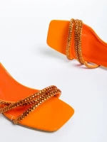 Дамски сандали  оранжеви  от еко кожа  Brittany