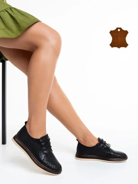 Всекидневни дамски обувки Trini  от естествена кожа черни с кафяво