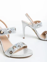 Дамски сандали  сребристи от еко кожа   Eliani