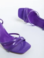 Дамски сандали  лилави  от от лачена еко кожа  Silena