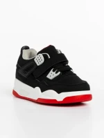 Детски спортни обувки  черни с червено от еко кожа Rayan