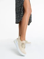 Дамски спортни обувки  бежови  от текстилен материал  Sumaya