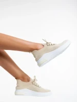 Дамски спортни обувки  бежови  от текстилен материал  Sumaya