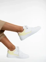 Дамски спортни обувки  бели със жълто  от еко кожа   Sameria