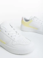 Дамски спортни обувки  бели със жълто  от еко кожа   Sameria