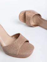 Дамски сандали бронзови от текстилен материал  Teran