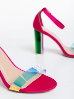 Дамски сандали цикламени  от текстилен материал  Sabra