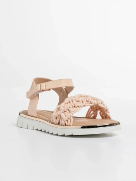 Детски сандали  розови  от текстилен материал  и еко кожа  Cabria