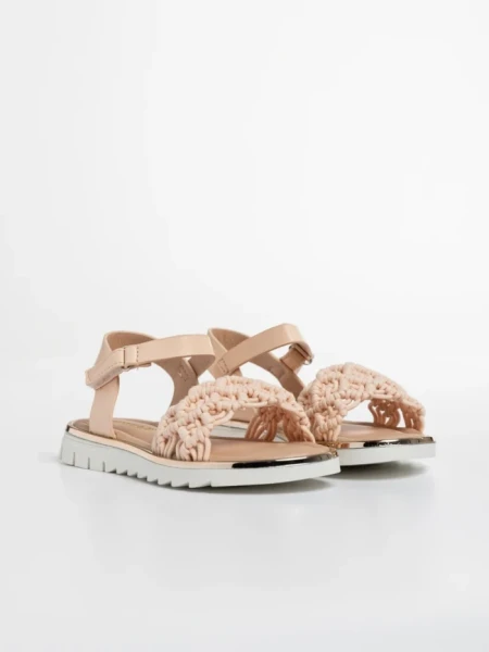 Детски сандали  розови  от текстилен материал  и еко кожа  Cabria