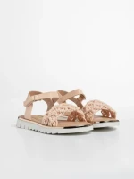 Детски сандали  розови  от текстилен материал  и еко кожа  Cabria