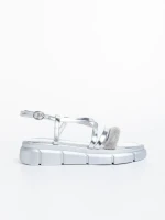 Дамски сандали сребристи  от лачена еко кожа  Sayda