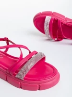 Дамски сандали цикламени  от лачена еко кожа  Sayda