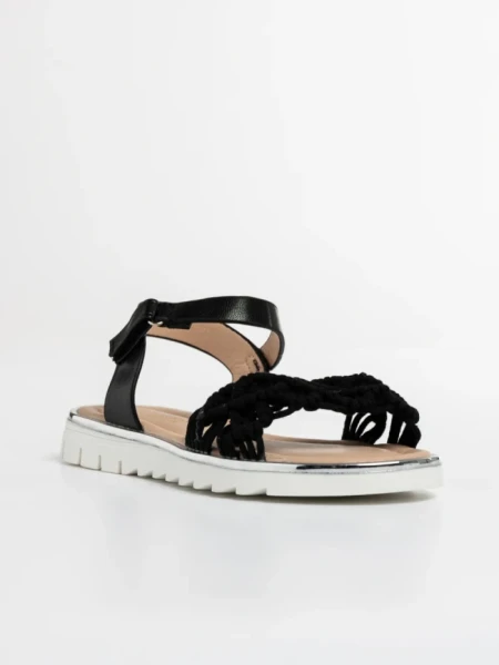 Детски сандали  черни от текстилен материал  и еко кожа  Cabria