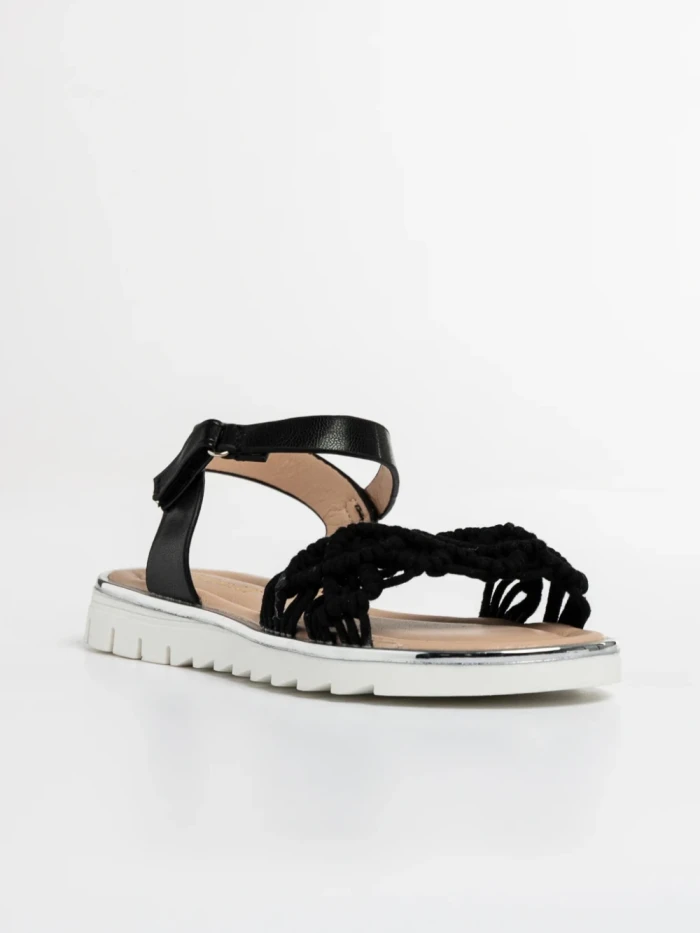 Детски сандали  черни от текстилен материал  и еко кожа  Cabria