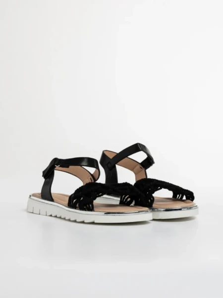 Детски сандали  черни от текстилен материал  и еко кожа  Cabria