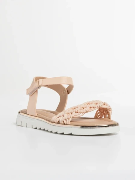 Детски сандали  розови  от текстилен материал  и еко кожа  Cabria