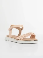 Детски сандали  розови  от текстилен материал  и еко кожа  Cabria