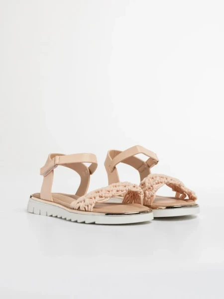 Детски сандали  розови  от текстилен материал  и еко кожа  Cabria