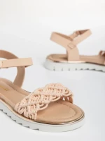 Детски сандали  розови  от текстилен материал  и еко кожа  Cabria