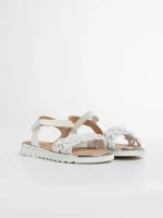 Детски сандали  бели от текстилен материал  и еко кожа  Cabria