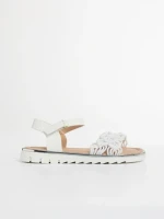 Детски сандали  бели от текстилен материал  и еко кожа  Cabria