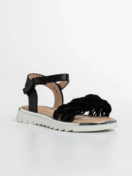 Детски сандали  черни от текстилен материал  и еко кожа  Cabria