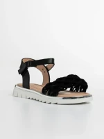 Детски сандали  черни от текстилен материал  и еко кожа  Cabria