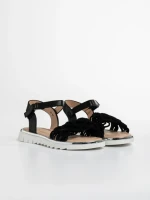 Детски сандали  черни от текстилен материал  и еко кожа  Cabria