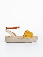 Дамски сандали жълти  от еко кожа и текстилен материал Lainie