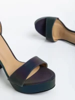 Дамски сандали сиви  преливащи от еко кожа Seana