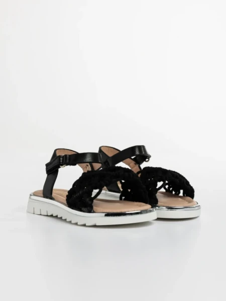 Детски сандали  черни от текстилен материал  и еко кожа  Cabria