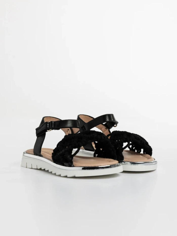 Детски сандали  черни от текстилен материал  и еко кожа  Cabria