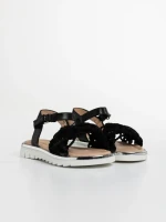 Детски сандали  черни от текстилен материал  и еко кожа  Cabria