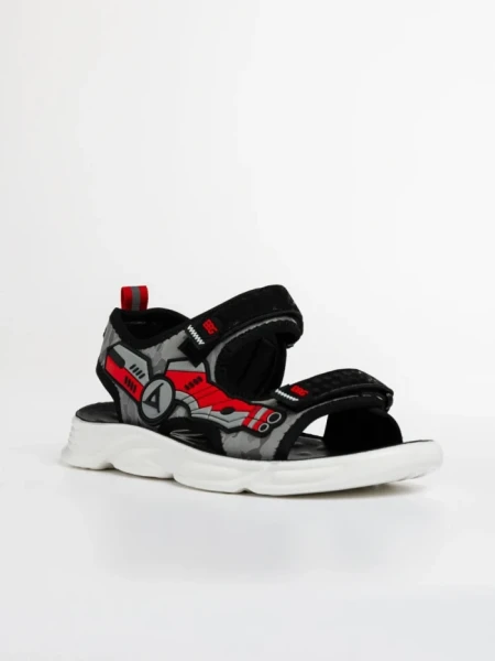 Детски сандали  черни с червено от текстилен материал  Tihana