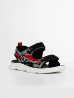 Детски сандали  черни с червено от текстилен материал  Tihana