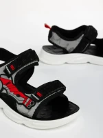 Детски сандали  черни с червено от текстилен материал  Tihana