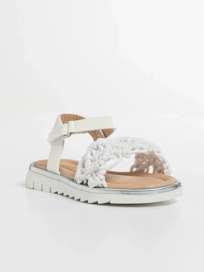 Детски сандали  бели от текстилен материал  и еко кожа  Cabria