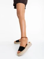 Дамски сандали черни от еко кожа и текстилен материал Lainie