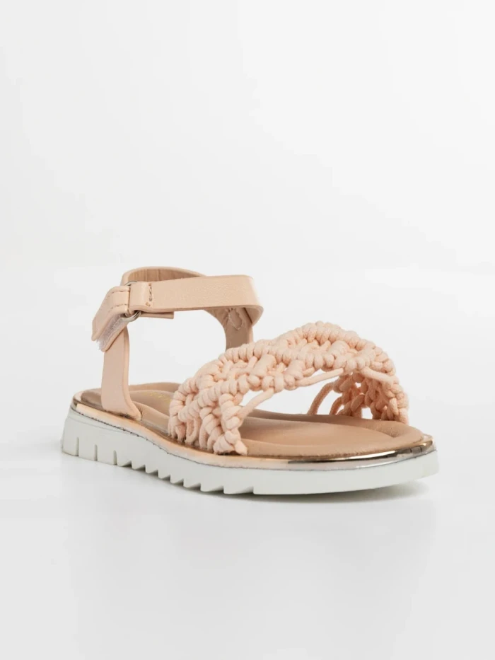 Детски сандали  розови  от текстилен материал  и еко кожа  Cabria