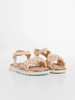 Детски сандали  розови  от текстилен материал  и еко кожа  Cabria
