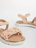 Детски сандали  розови  от текстилен материал  и еко кожа  Cabria