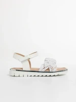 Детски сандали  бели от текстилен материал  и еко кожа  Cabria
