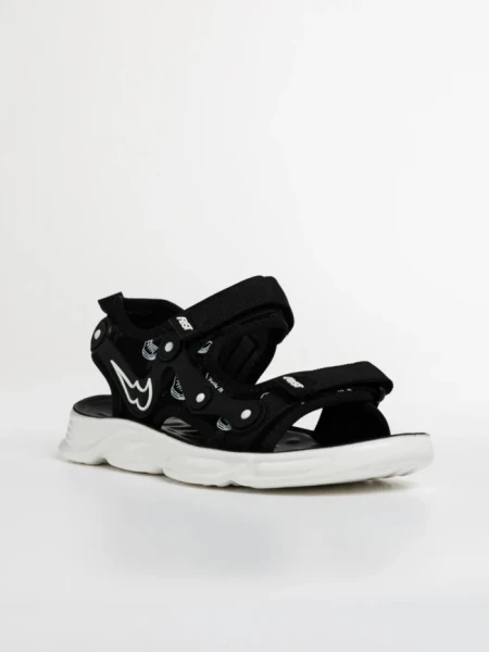 Детски сандали черни с бяло от текстилен материал Piero
