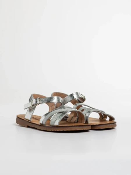 Детски сандали  сребристи  от еко кожа Reneta