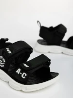 Детски сандали  черни от текстилен материал  Tadeo