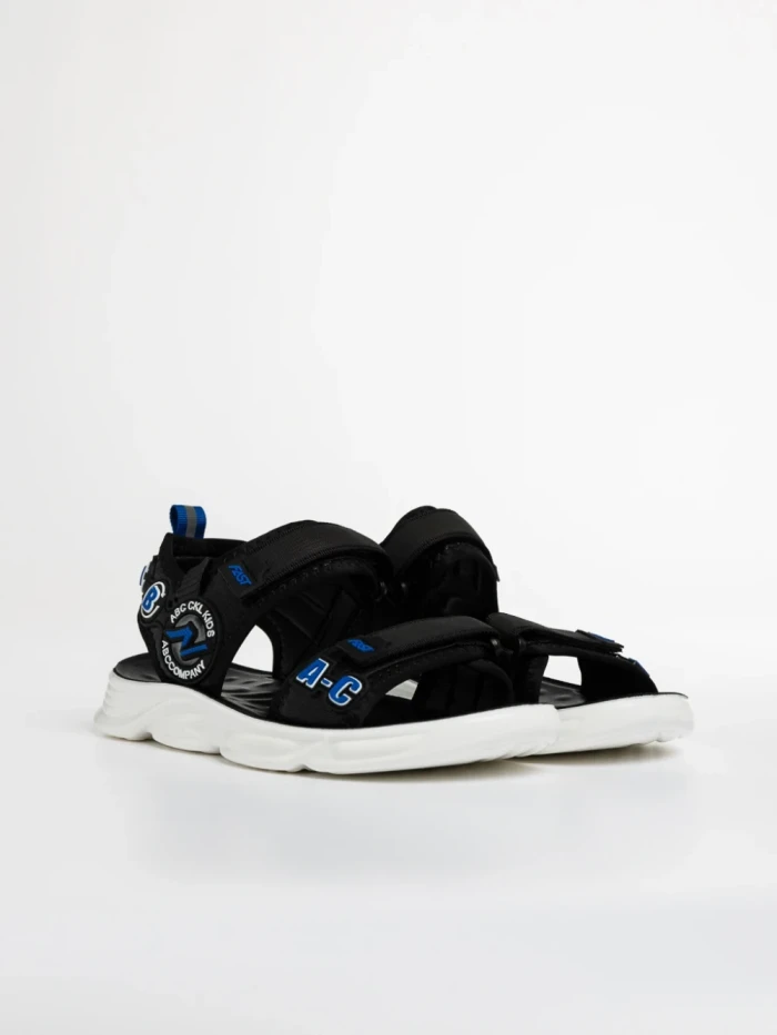 Детски сандали  черни със синьо от текстилен материал  Tadeo
