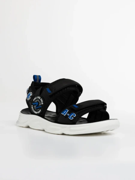 Детски сандали  черни със синьо от текстилен материал  Tadeo