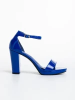 Дамски сандали  сини от лачена еко кожа  Disha