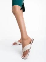 Дамски чехли  бежови  от еко кожа  Caela