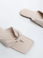 Дамски чехли  бежови  от еко кожа  Caela